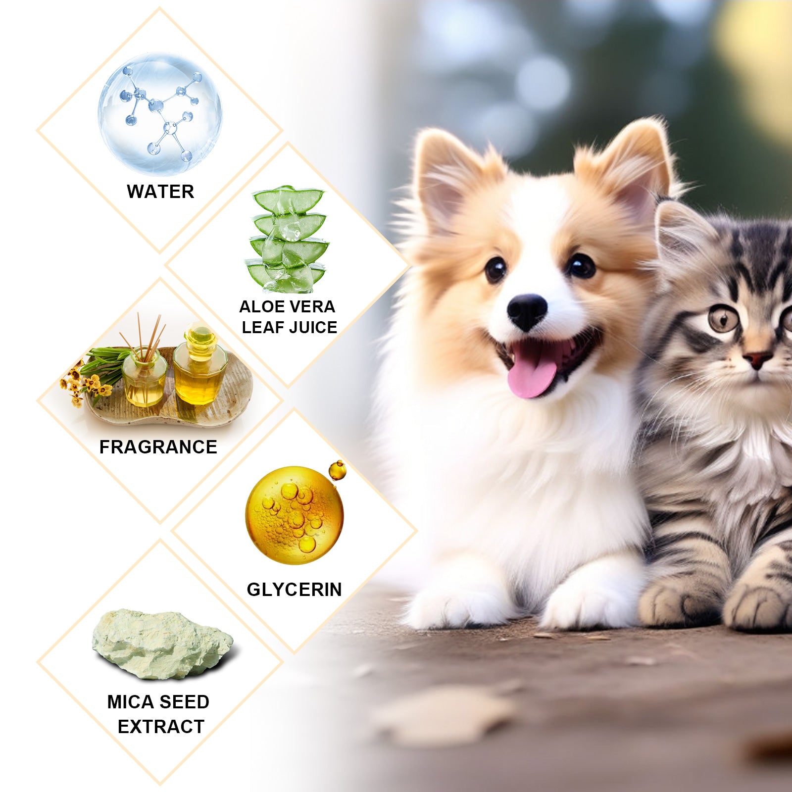 Champô Suave para Cães e Gatos, Amaciador de Pelo para uma Pelagem Macia e sem Nós
