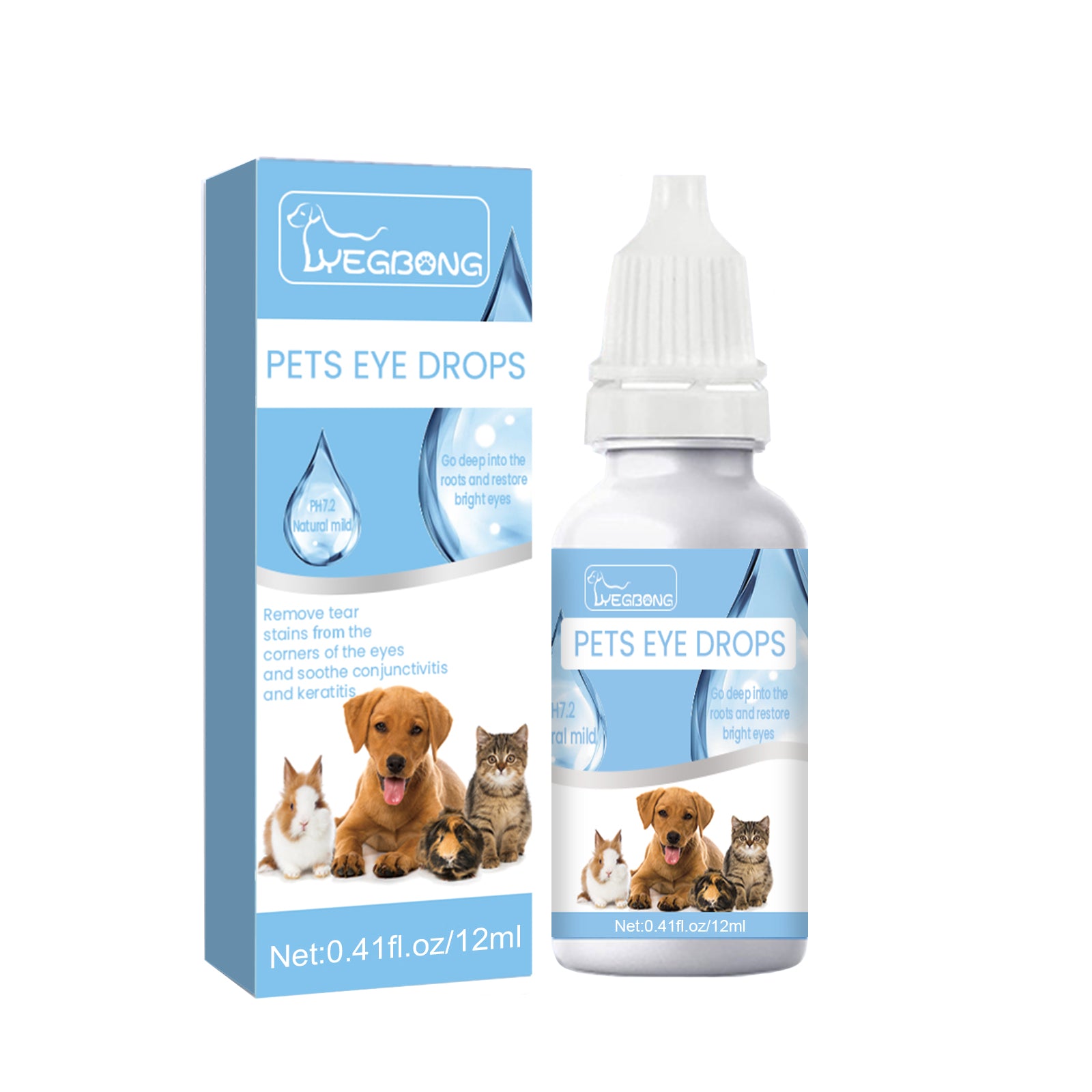 Gotas para Limpeza dos Olhos de Cães e Gatos, Colírio Suave para Cuidados com Manchas de Lágrimas