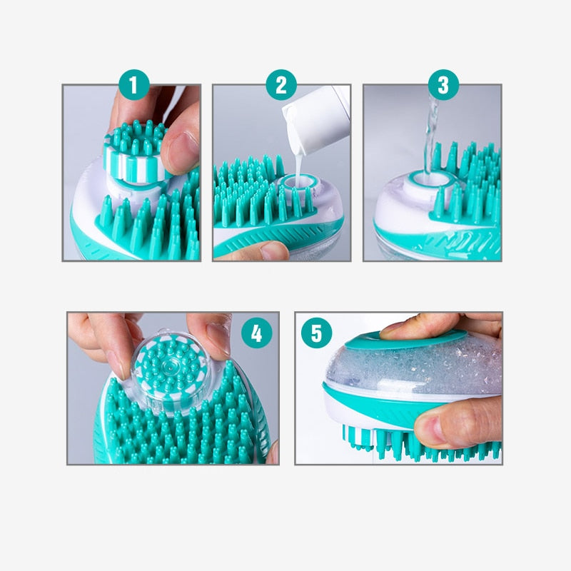 Escova de Banho de Silicone Macio para Cães e Gatos, Pente de Massagem para Duche e Higiene