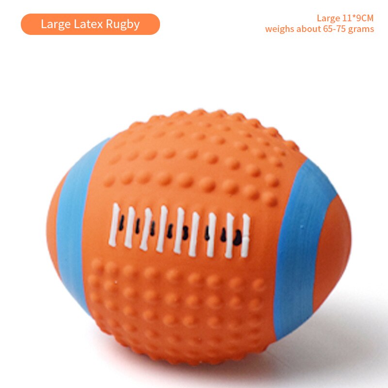 Latex Dog Toy Ball – Elastic Cotton-Filled Football with Squeak Sound