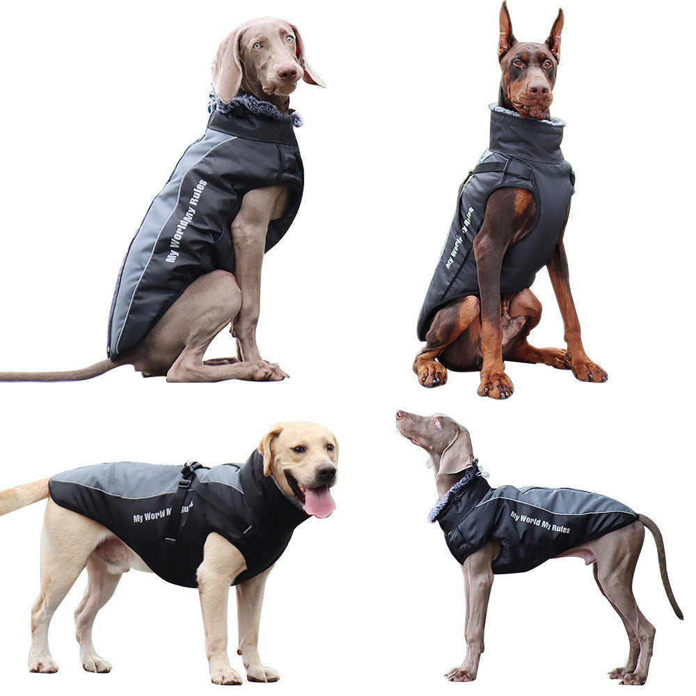 Novas roupas grandes para animais de estimação, roupas quentes e refletoras para cães, casacos grossos para cães, casacos de algodão para animais de estimação