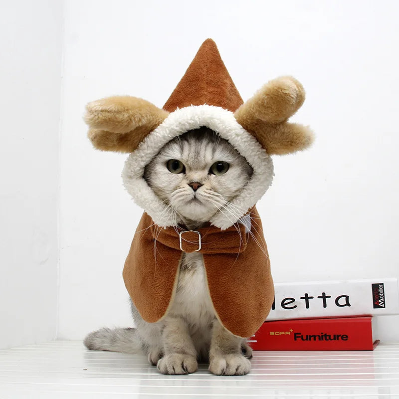Christmas Reindeer animal Costume avec Antlers et Cape pour chiens et chats