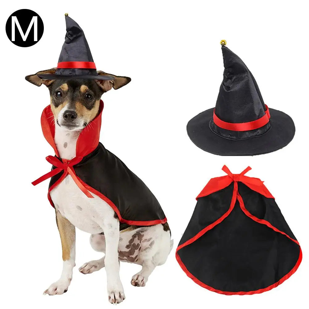 Conjunto de Capa e Chapéu de Halloween para Cães e Gatos, Disfarce de Cosplay