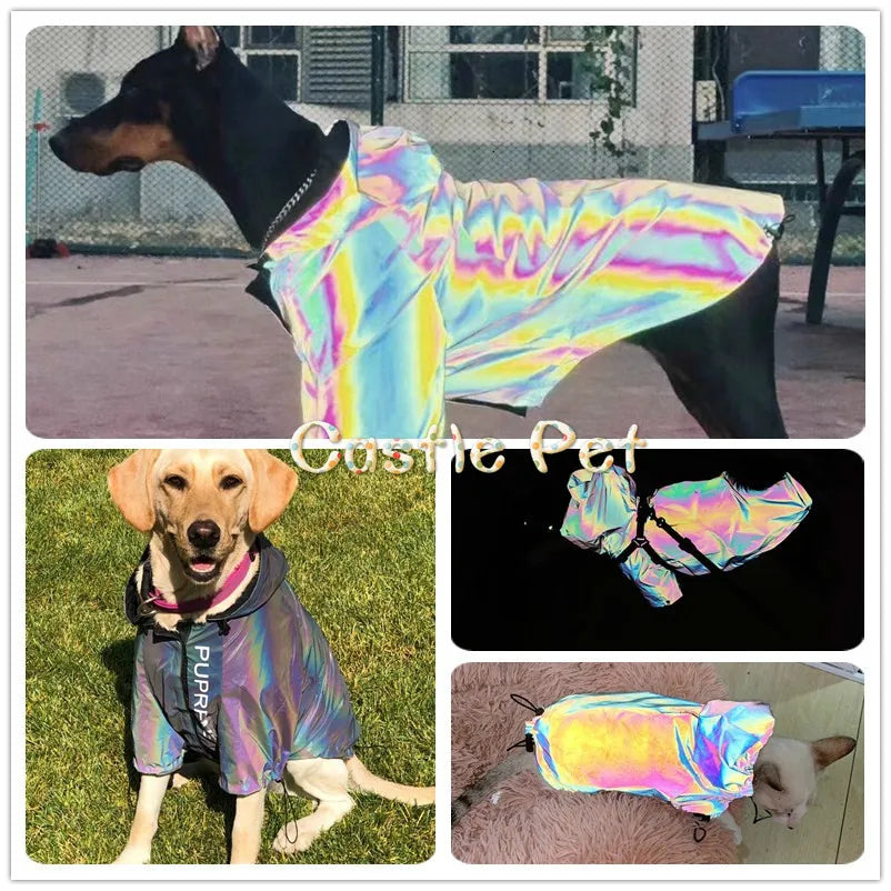 Casaco Corta-Vento Refletor com Capuz para Cães Pequenos e Médios