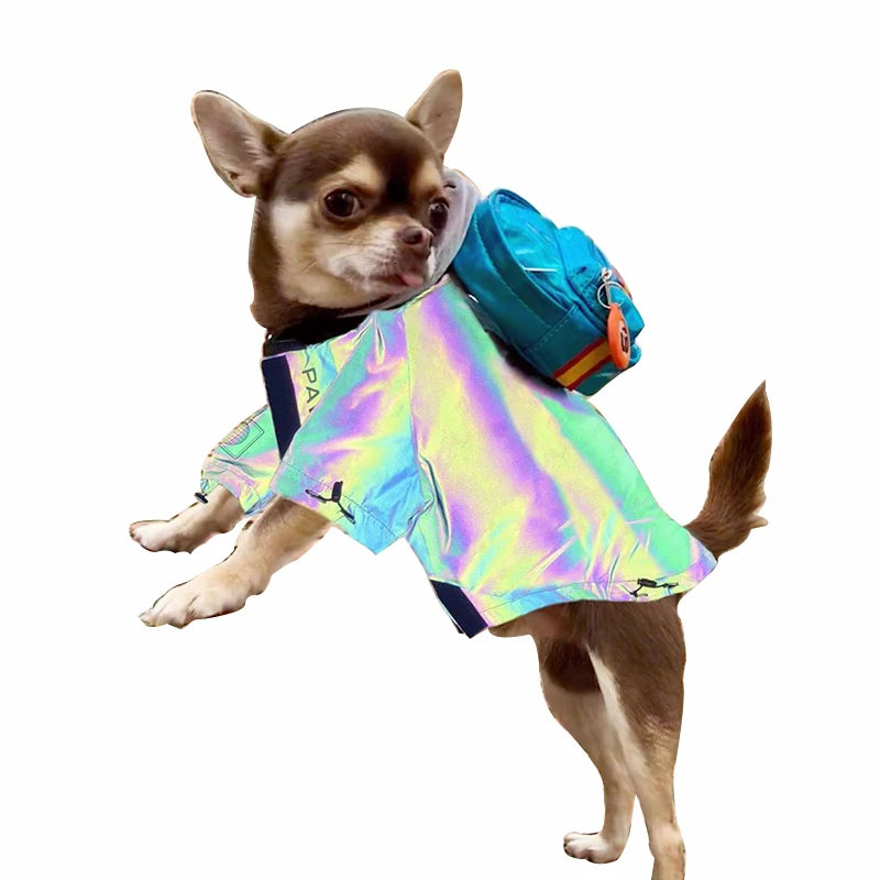 Casaco Corta-Vento Refletor com Capuz para Cães Pequenos e Médios